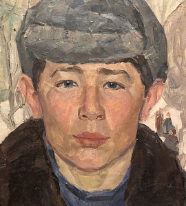 Тихомиров Е.Г. Школьник Саша (портет сына). г. Нагинск, 1972 г. Холст, масло. 53х45
