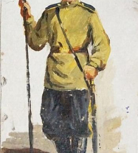 Санаев Е.П. Этюд. Портрет казака амурского,картон,масло,28,5х14,5